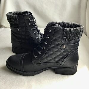 NWOT~STQ Black Combat Boots~Lace up Ankle Booties~Size 8
